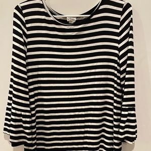 Emberly Long Sleeve Stripe Flare Sleeve Womens Top